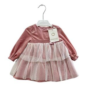 Brand New Mayoral Baby Girl Dress – Pink Velvet & Tulle  4-6 months
